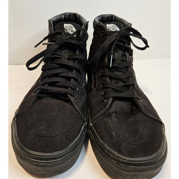 Vans Mens Sk8-Hi Skate Shoes Triple Black Solid 721356 Fabric High Top Size 11.5 - Picture 2 of 13